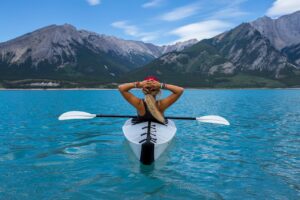 woman relaxing in kayak