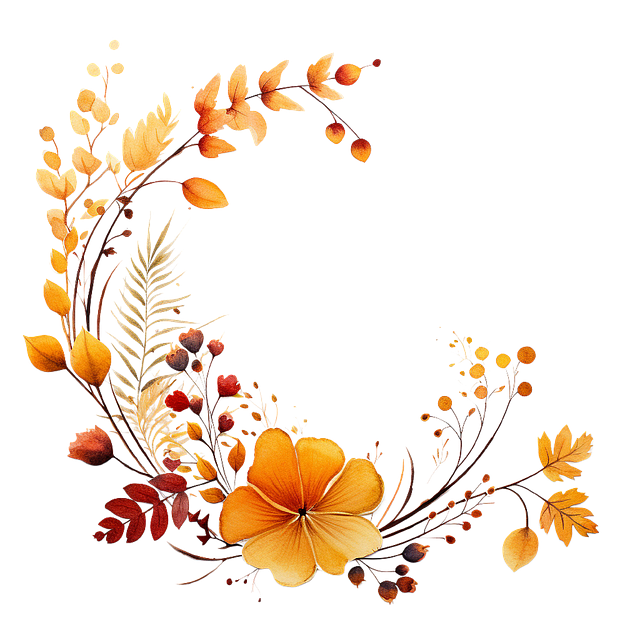 autumn foliage in the shape of a crescent moon